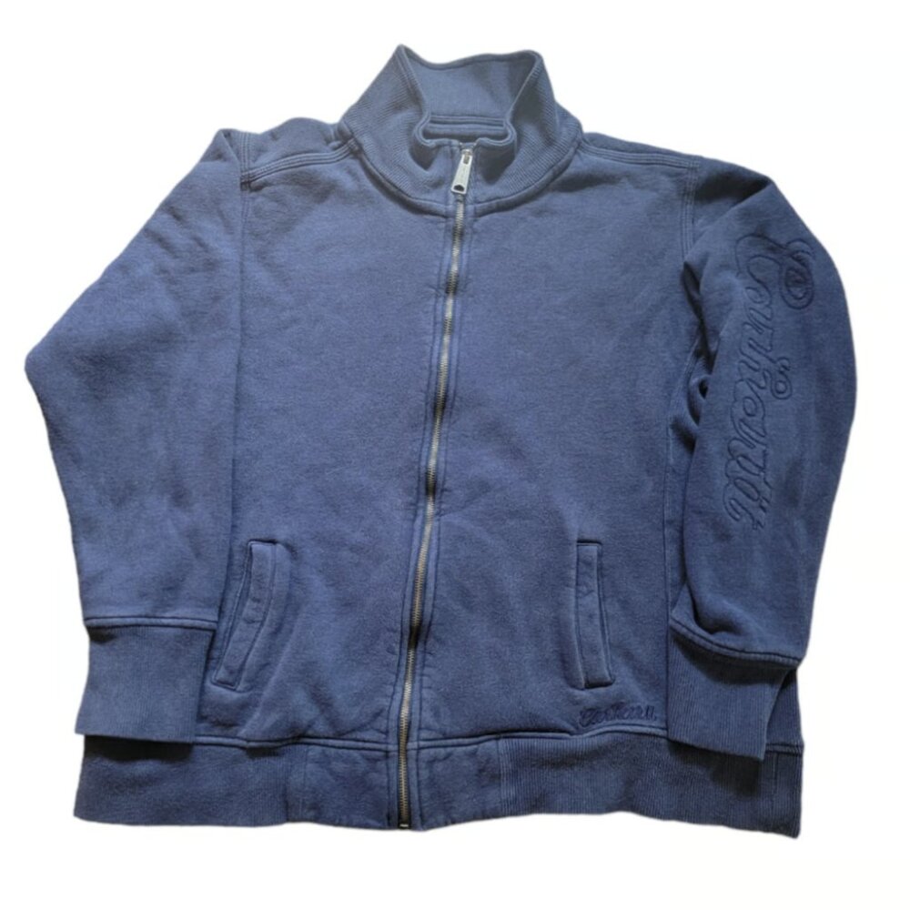 Carhartt Full Zip Sweatshirt Women's 2XL Blue Distressed Workwear Sweater